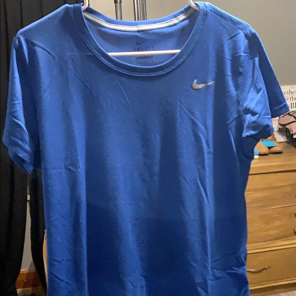 Blue and grey Nike dri fit shirts